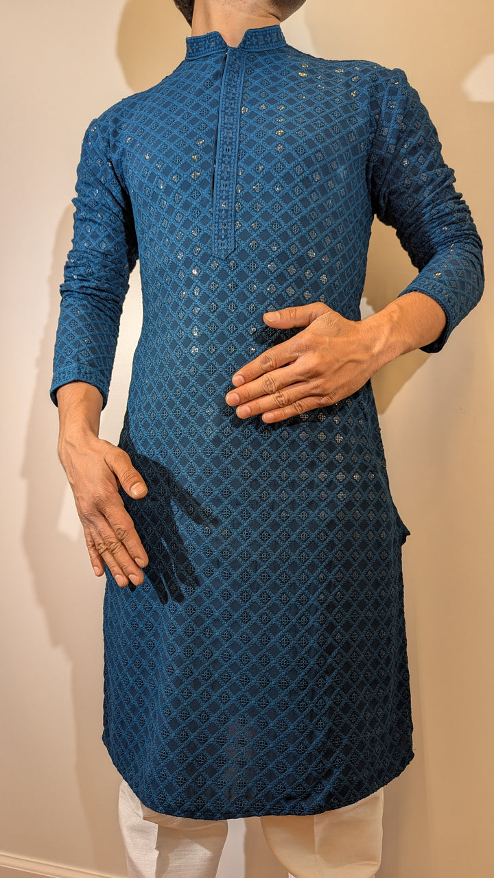 Dark Blue Chikan Kurta