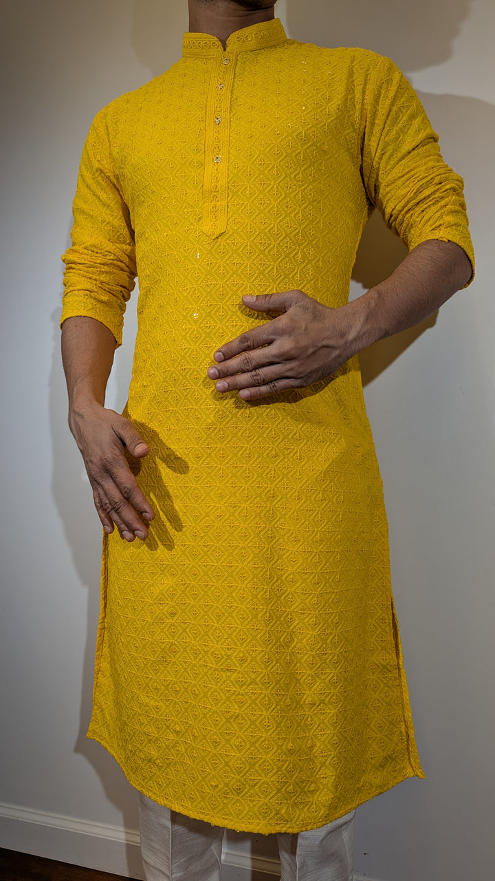 Yellow Chikan Kurta