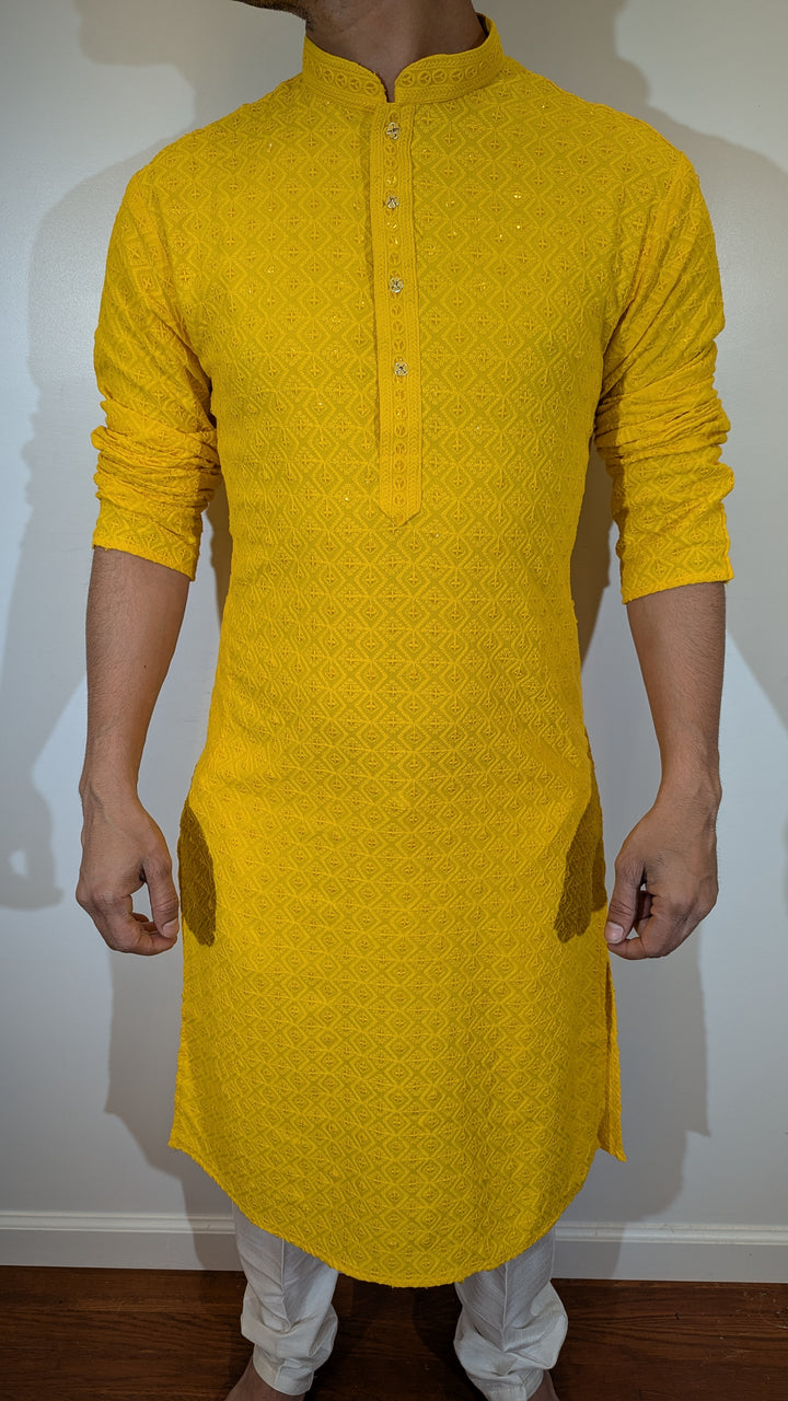 Yellow Chikan Kurta