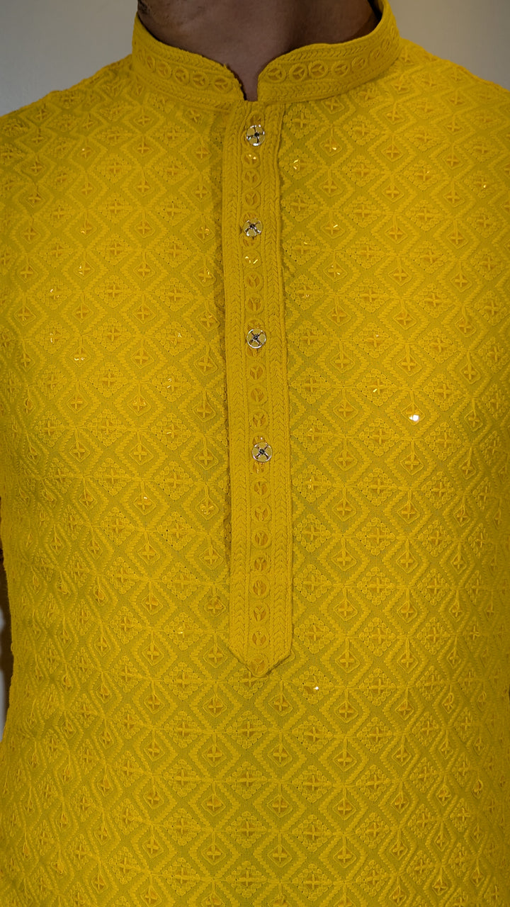 Yellow Chikan Kurta