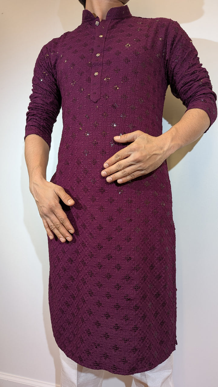 Dark Purple Chikan Kurta