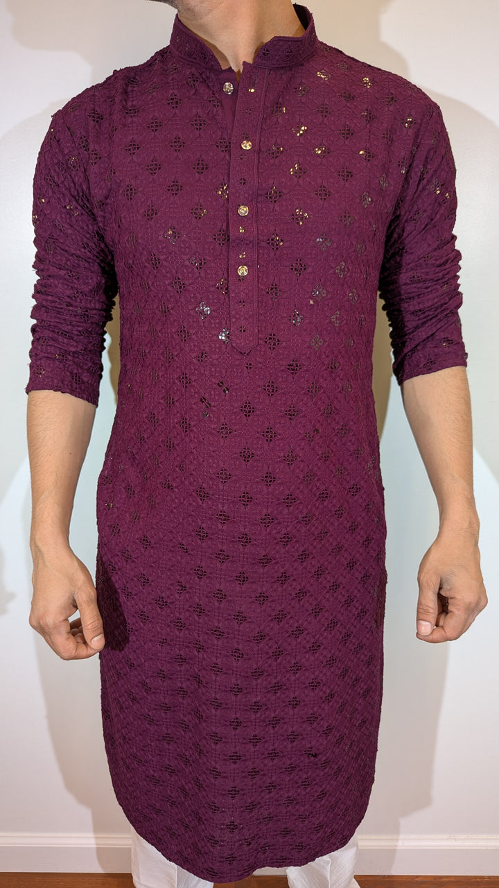 Dark Purple Chikan Kurta