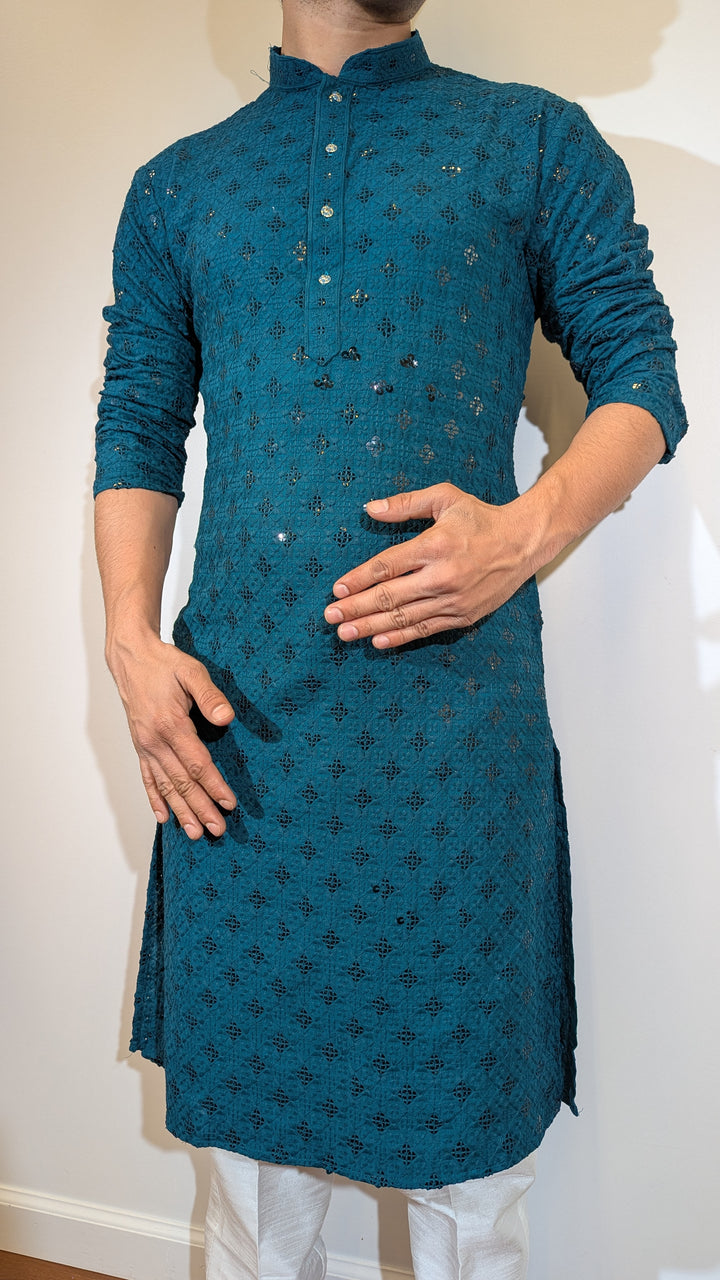 Dark Green Chikan Kurta