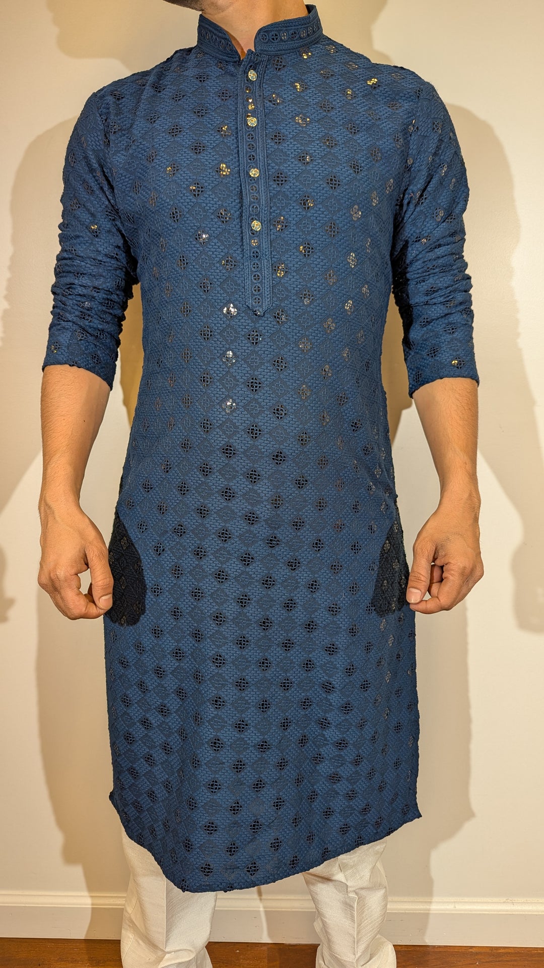 Dark Blue Chikan Kurta