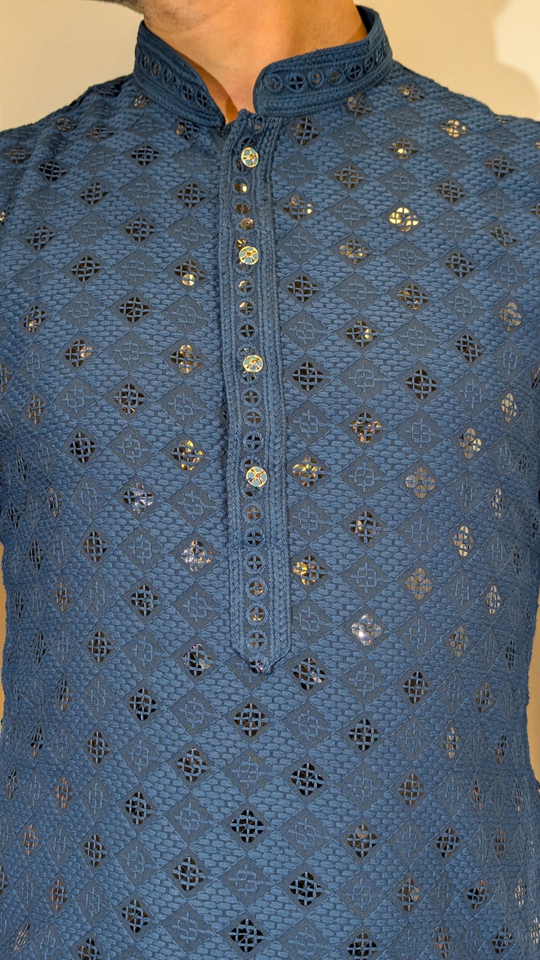 Dark Blue Chikan Kurta