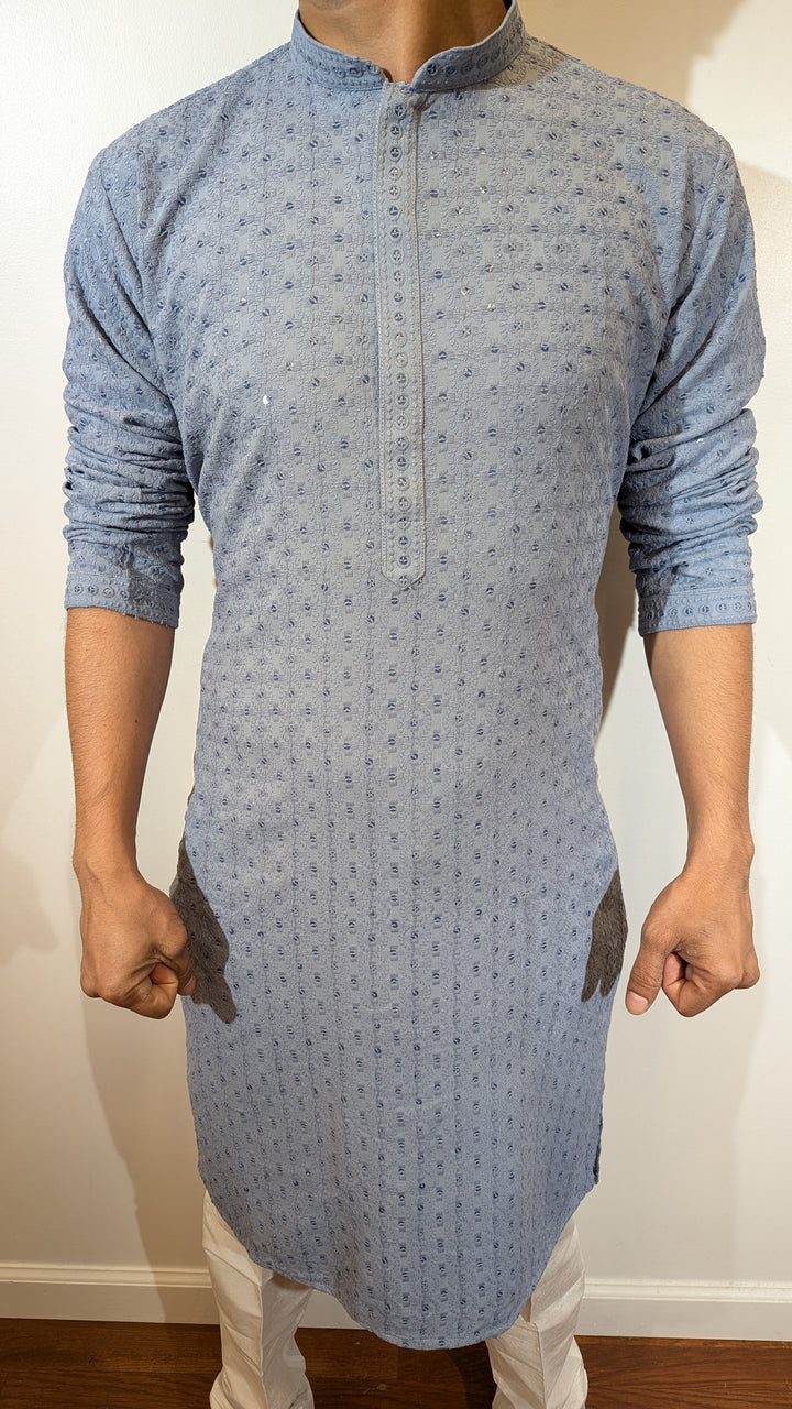 Light Blue Chikan Kurta