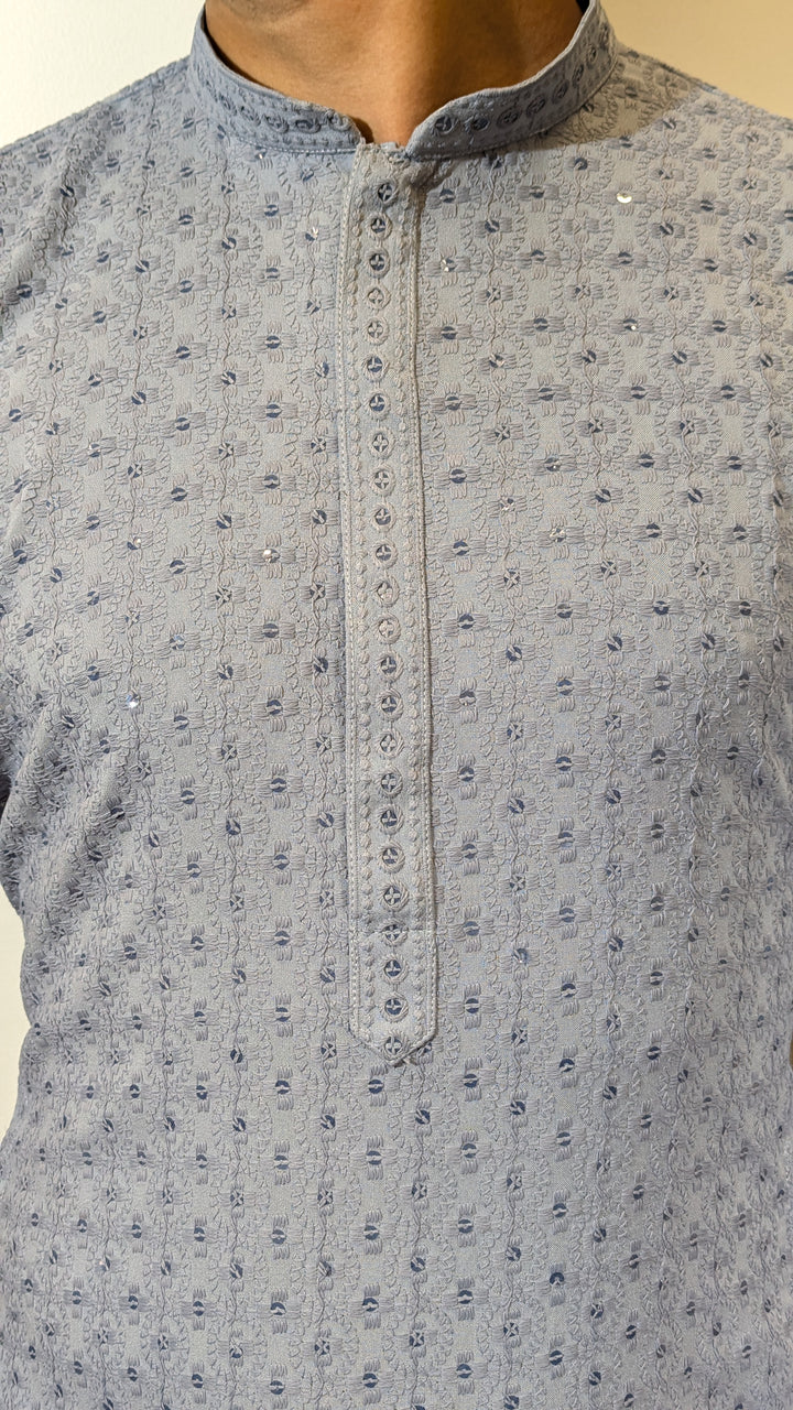 Light Blue Chikan Kurta