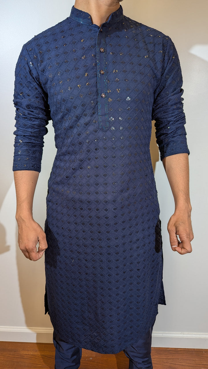 Navy Blue Chikan Kurta