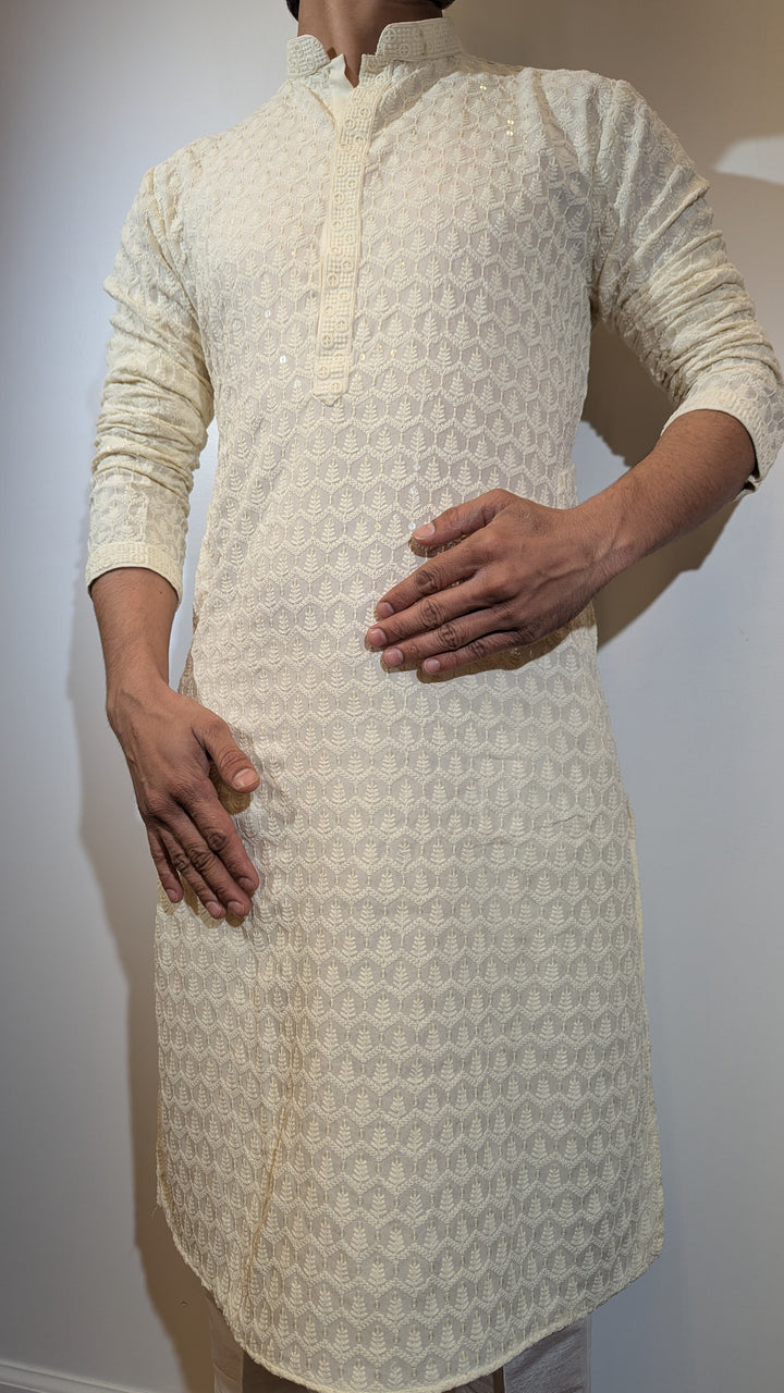 Cream Chikankari Kurta