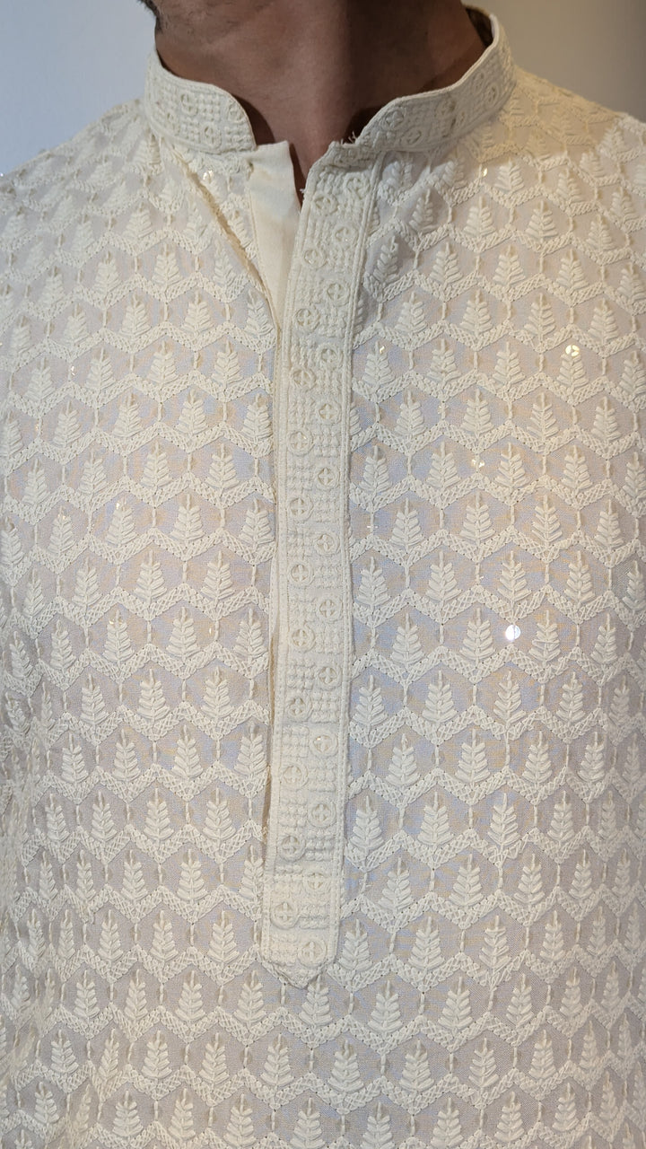 Cream Chikankari Kurta