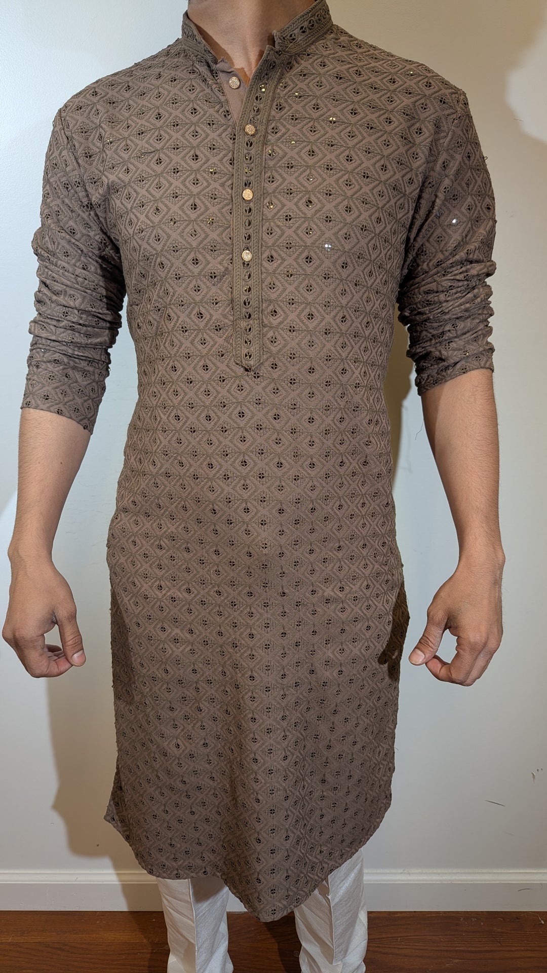 Brown Chikan Kurta