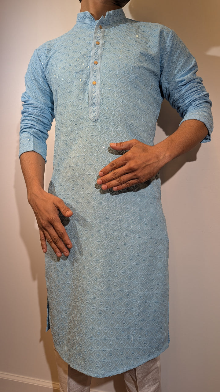 Light Blue Chikan Kurta