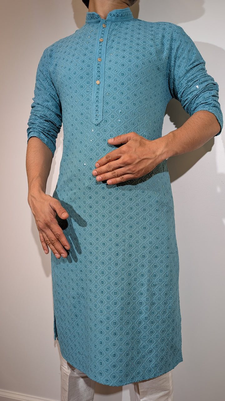 Blush Green Chikan Kurta