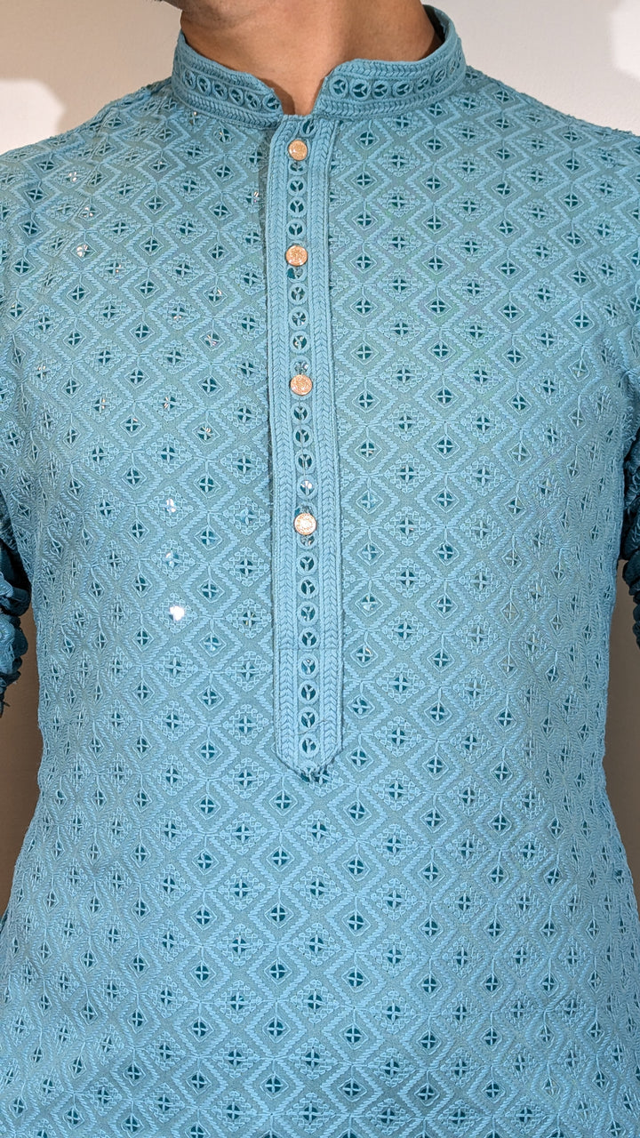 Blush Green Chikan Kurta