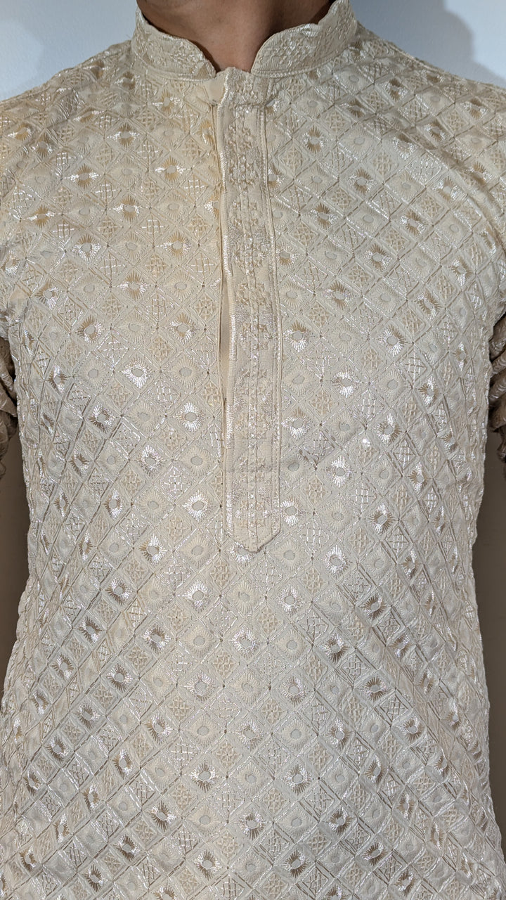 Cream Chikankari Kurta