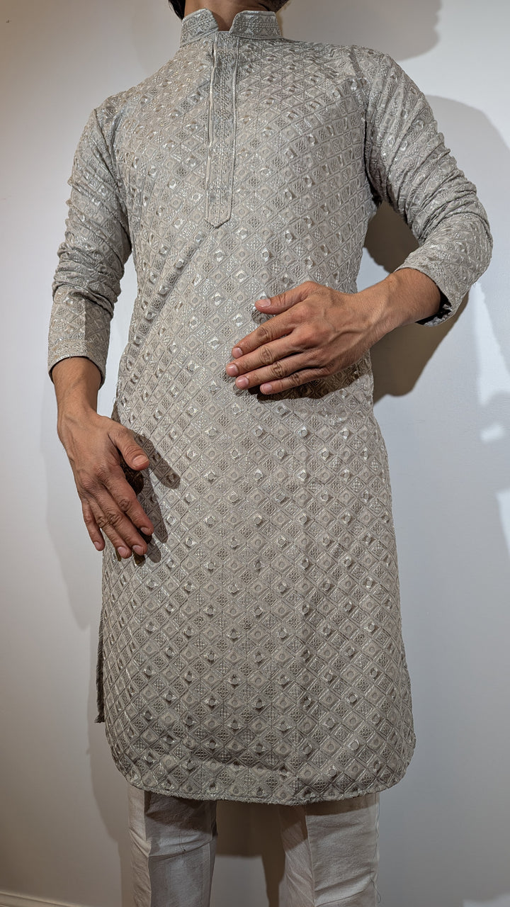 Grey Chikankari Kurta