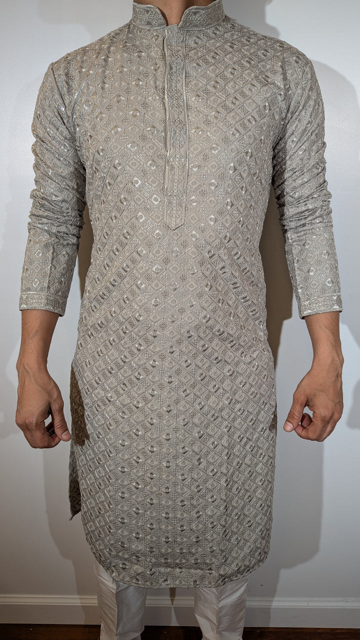 Grey Chikankari Kurta