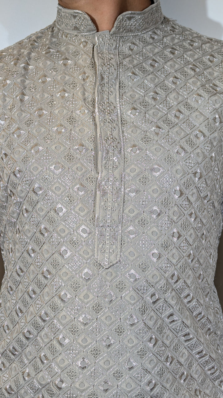 Grey Chikankari Kurta