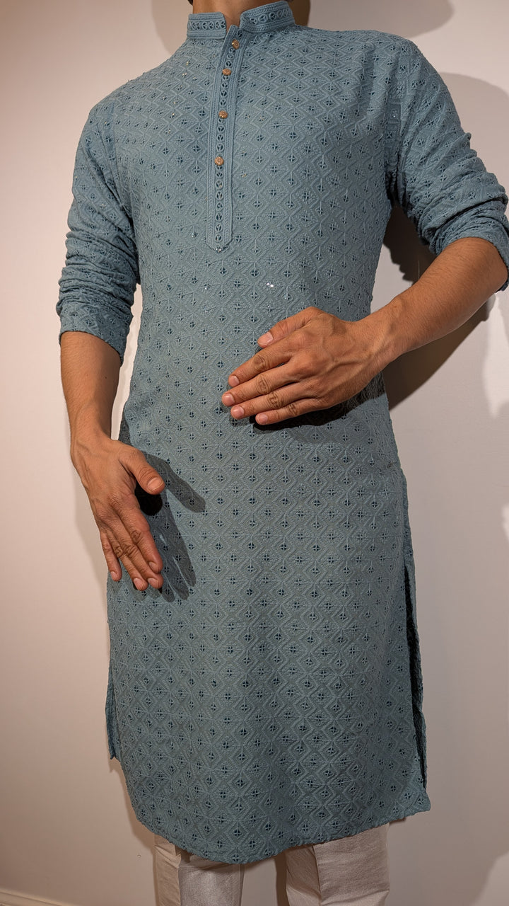 Pine Green Chikan Kurta