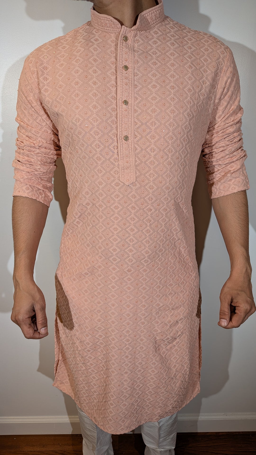 Light Peach Chikan Kurta