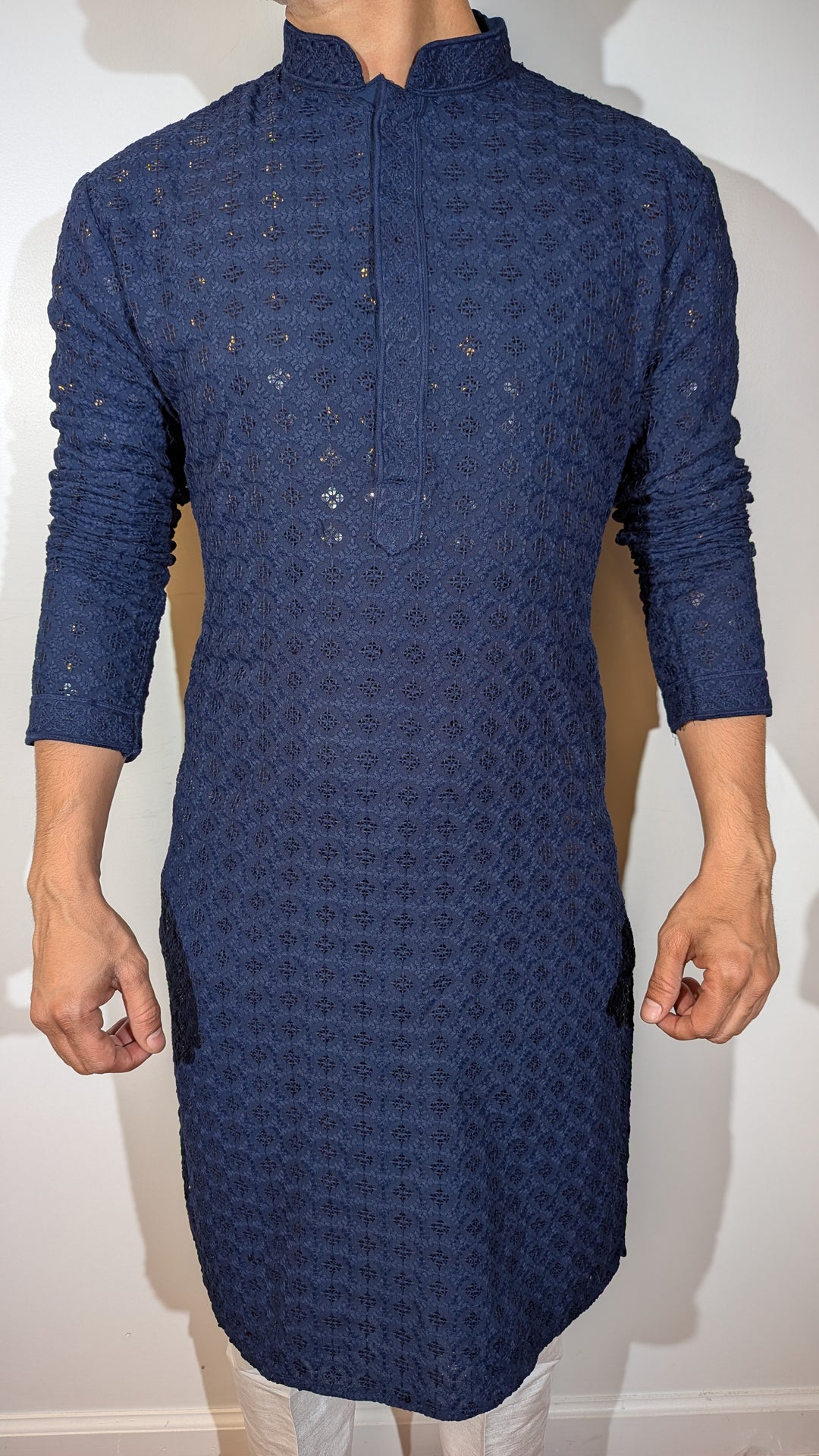 Navy Blue Chikan Kurta