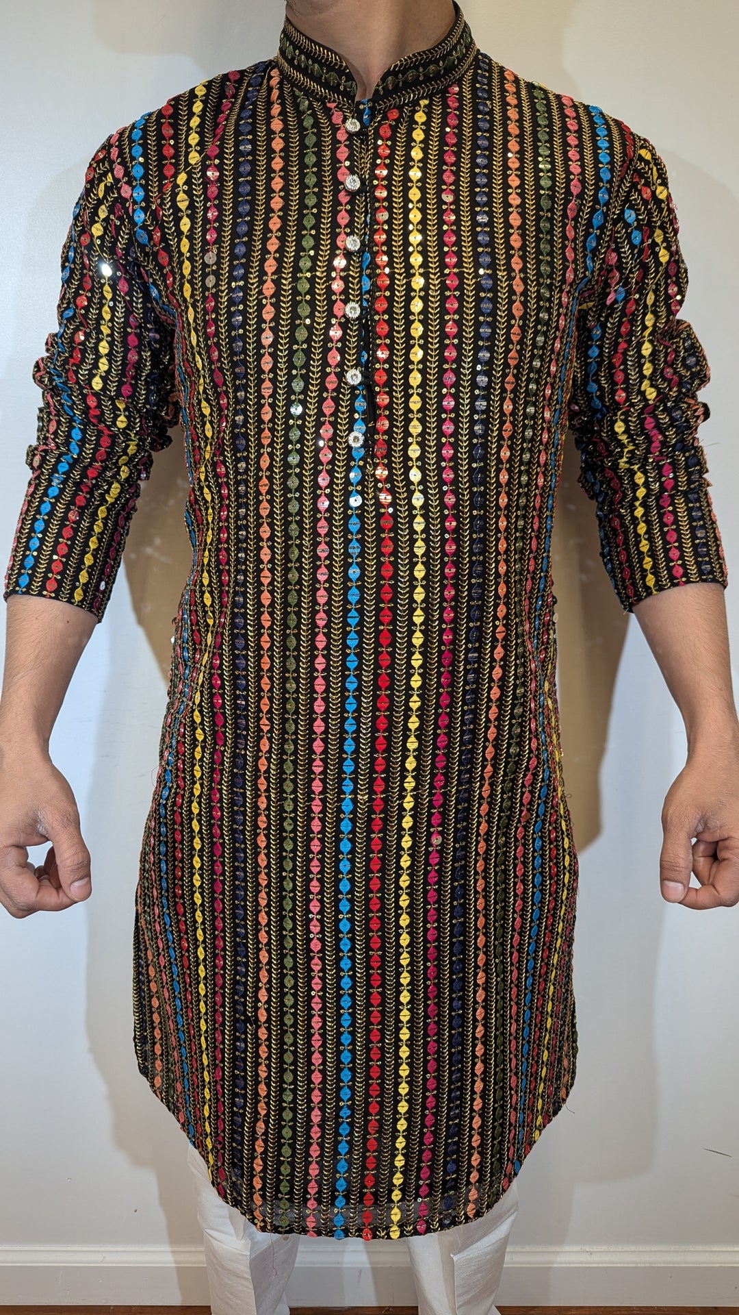 Black With Multicolor Kurta