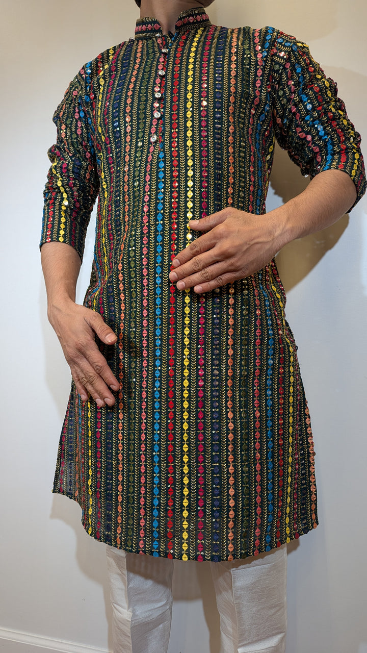 Green With Multicolor Kurta