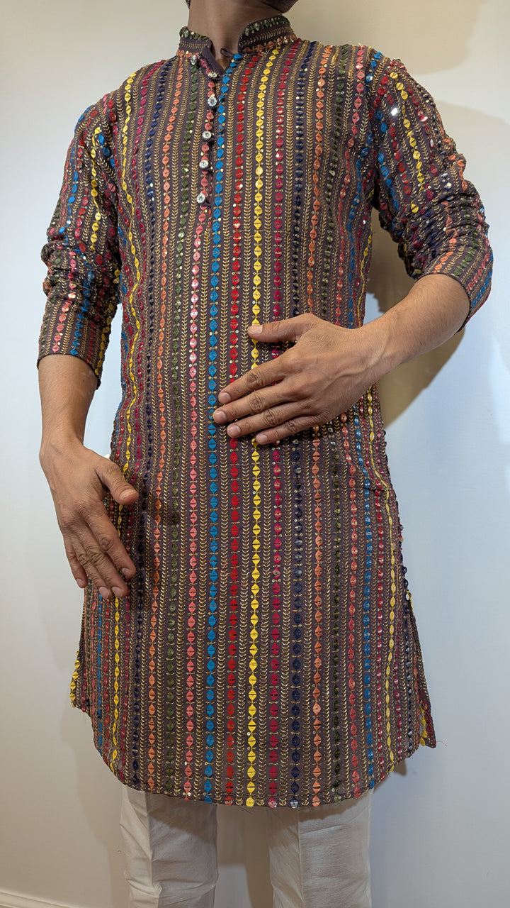 Brown With Multicolor Kurta