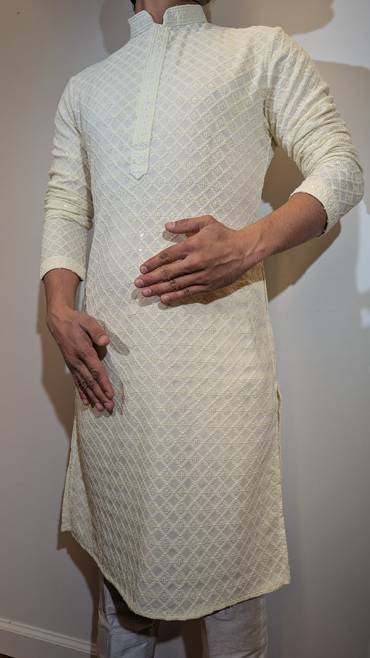 Cream Chikankari Kurta