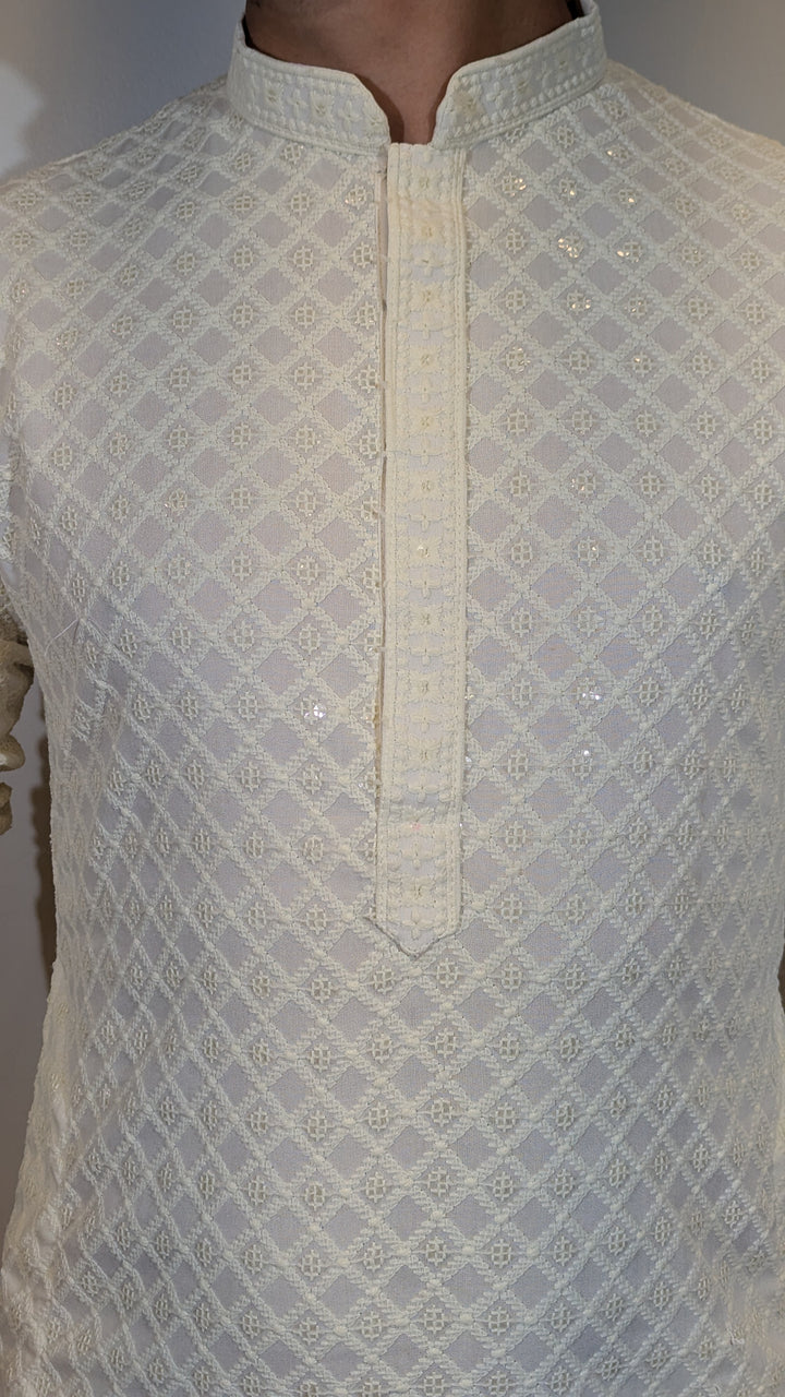 Cream Chikankari Kurta