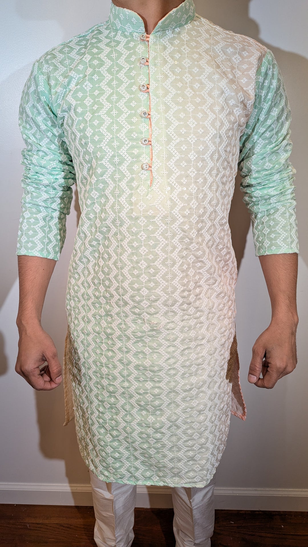 Mint Multi Chikan Kurta