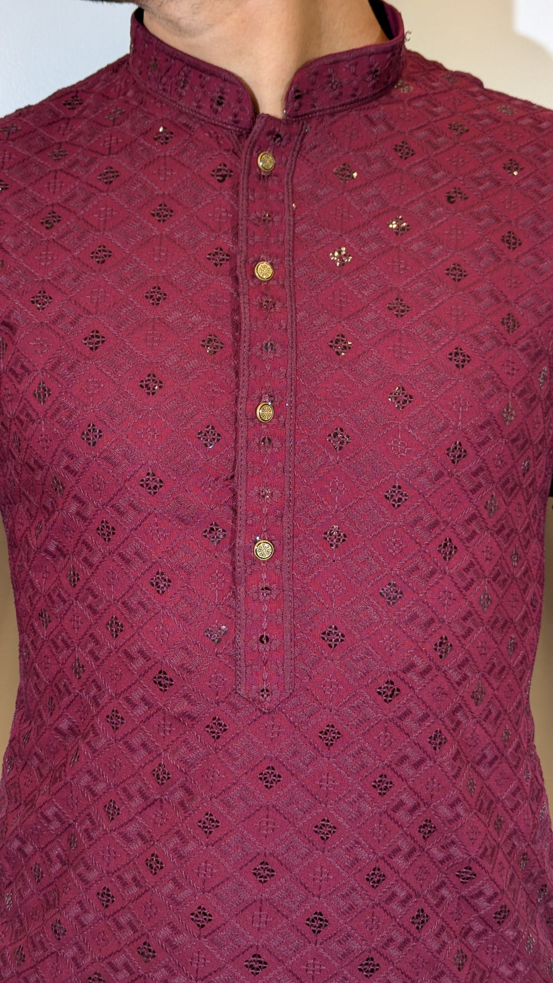 Maroon Chikankari Kurta