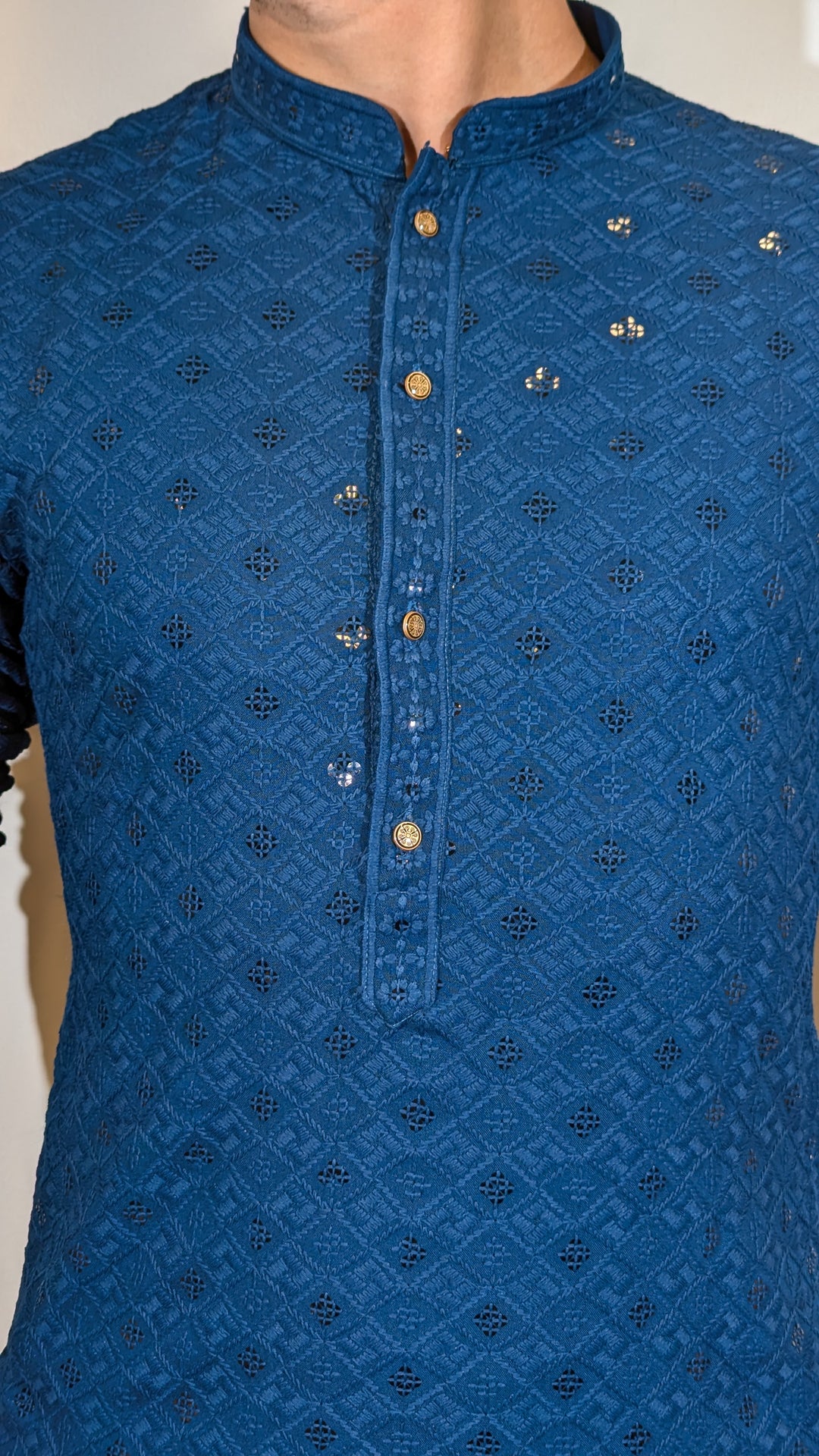 Teal Blue Chikan Kurta