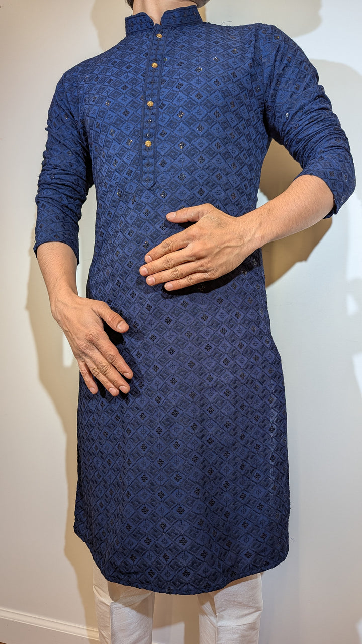 Navy Blue Chikan Kurta