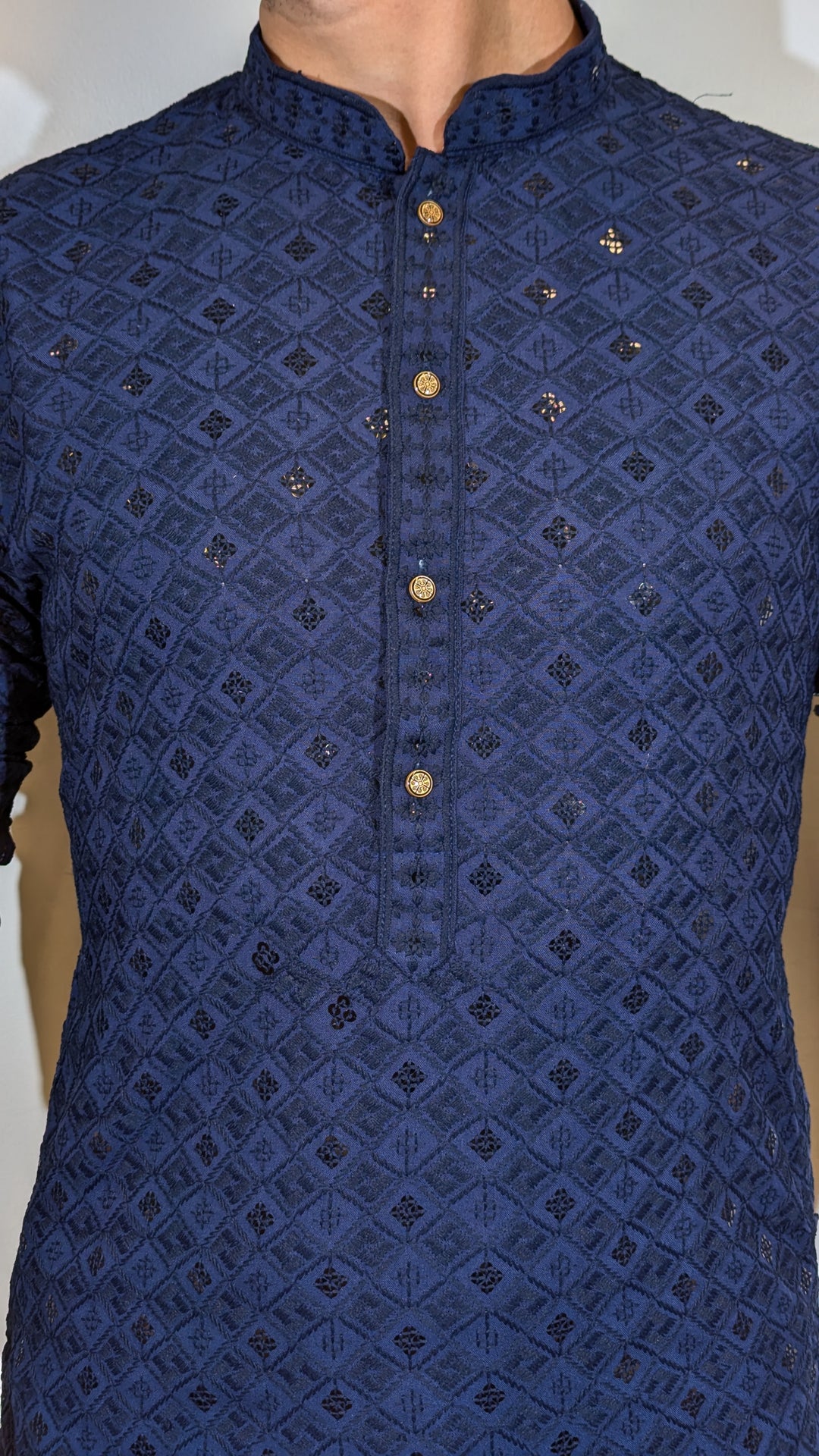 Navy Blue Chikan Kurta