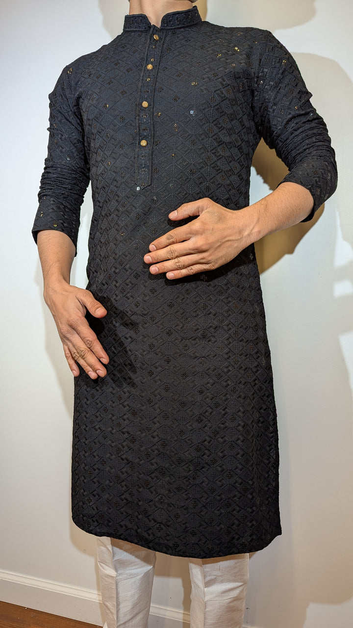 Black Chikankari Kurta