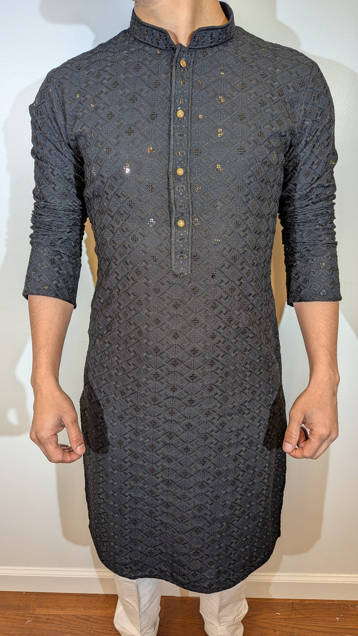 Black Chikankari Kurta