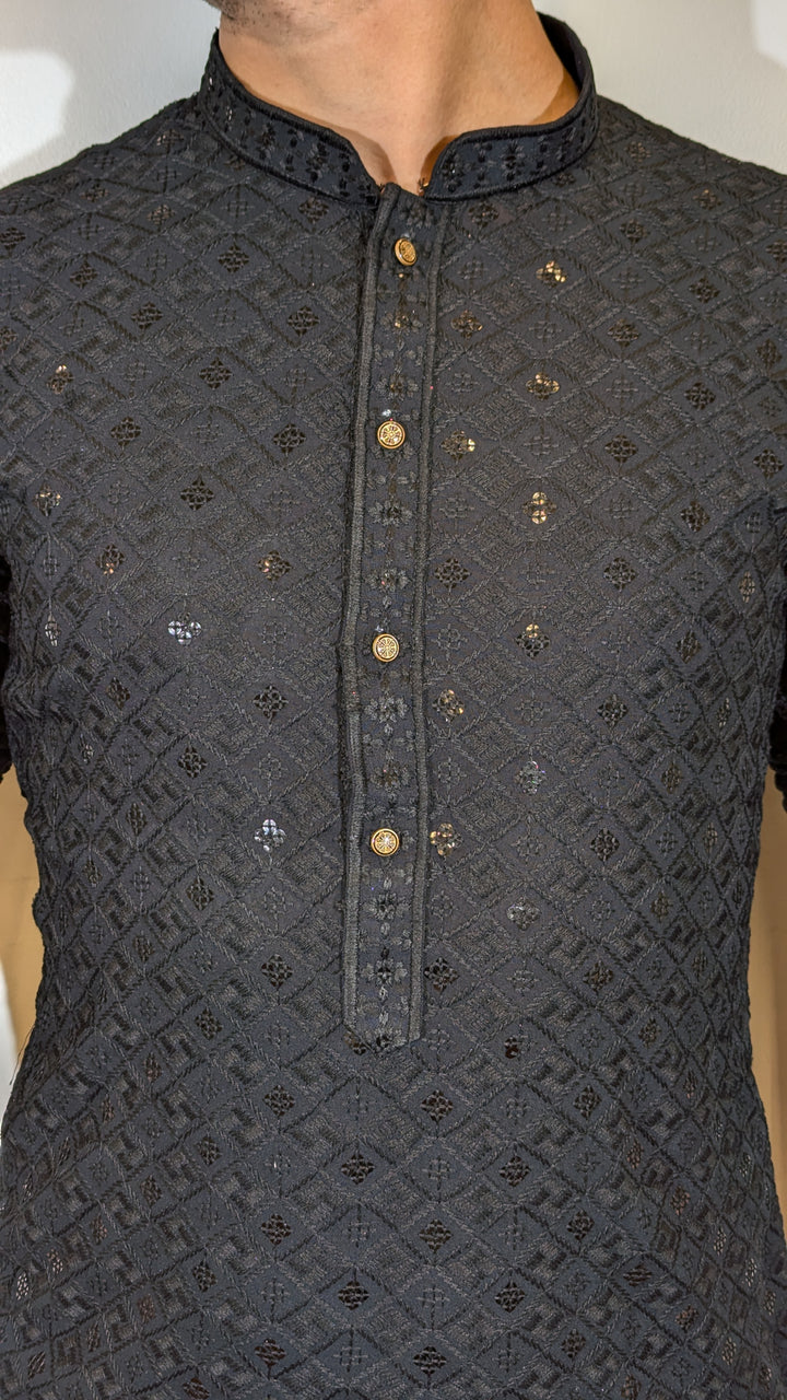 Black Chikankari Kurta