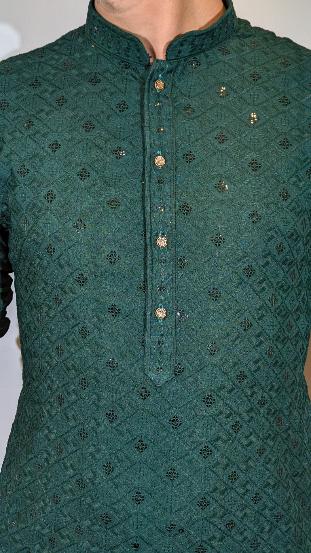 Dark Green Chikan Kurta