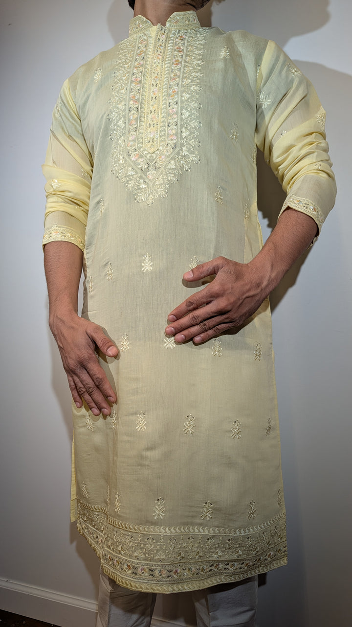 Light Yellow Fancy Kurta