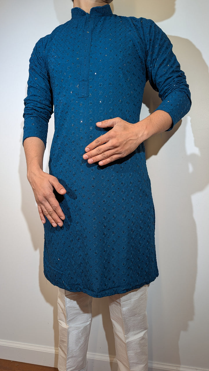 Dark Teal Blue Kurta