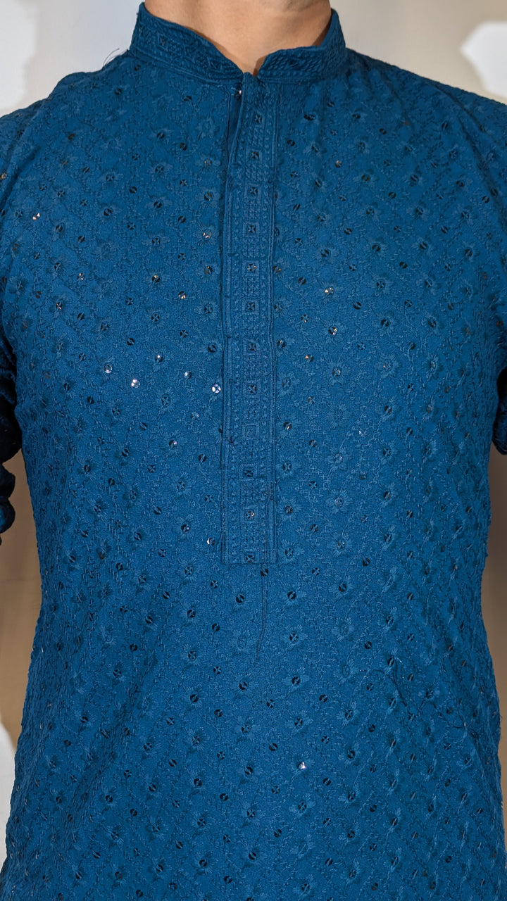 Dark Teal Blue Kurta