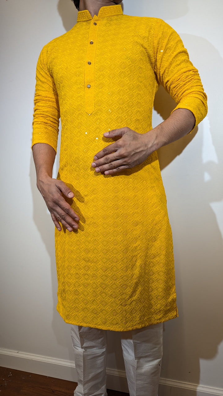 Yellow Chikankari Kurta