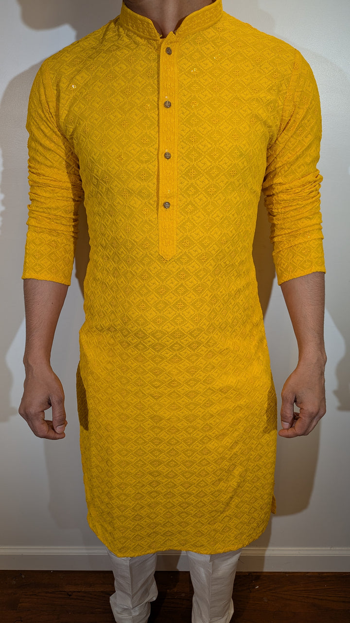 Yellow Chikankari Kurta