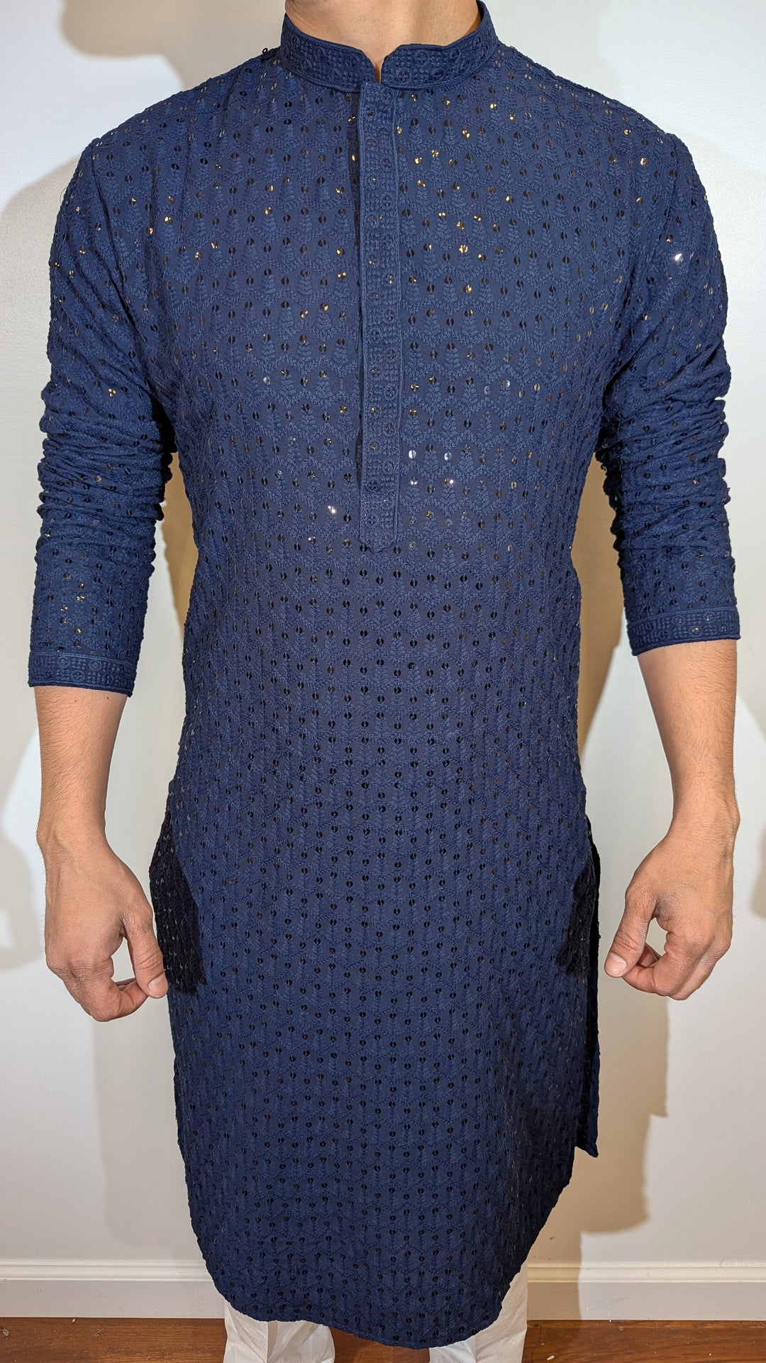 Navy Blue Chikan Kurta