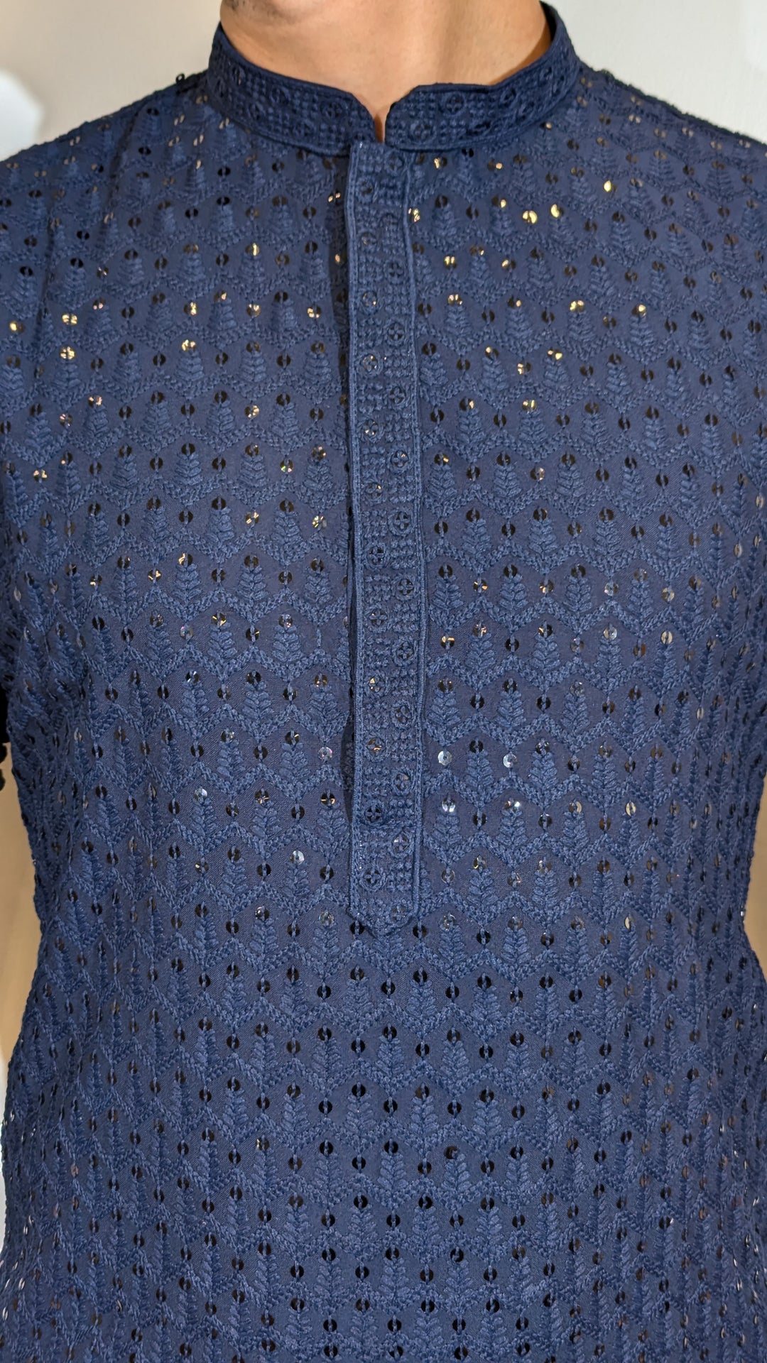 Navy Blue Chikan Kurta