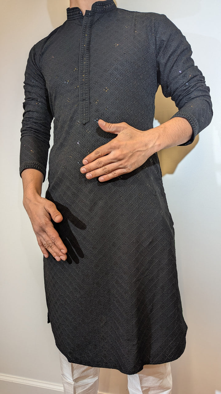 Black Chikankari Kurta