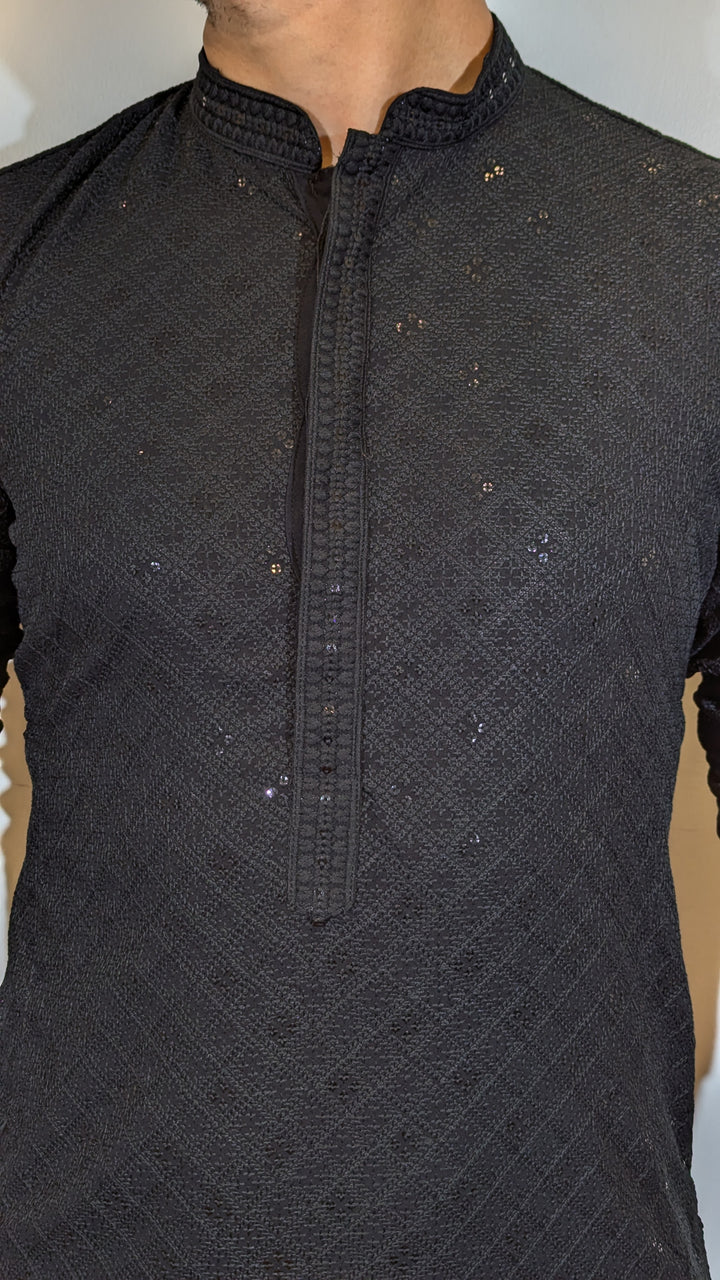 Black Chikankari Kurta