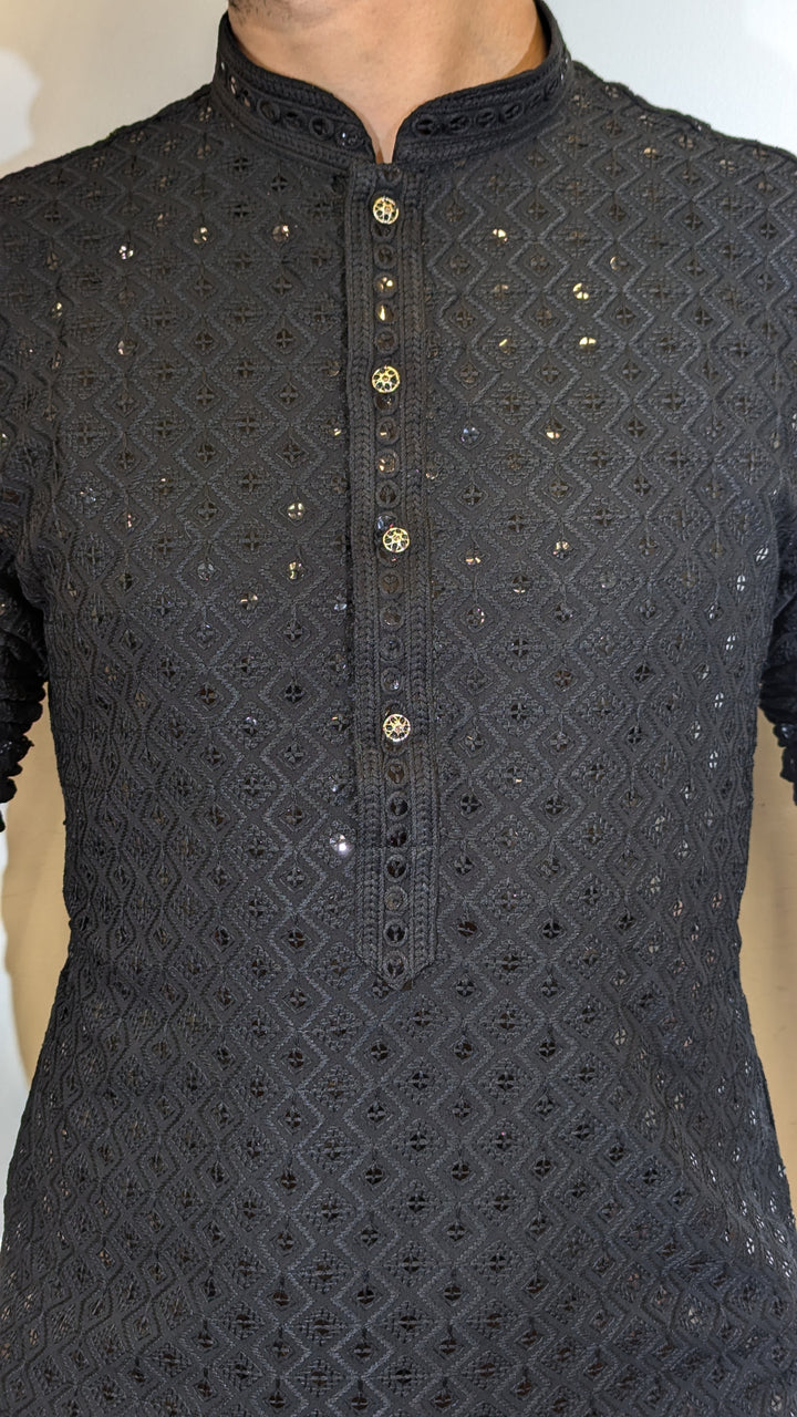 Black Chikan Kurta