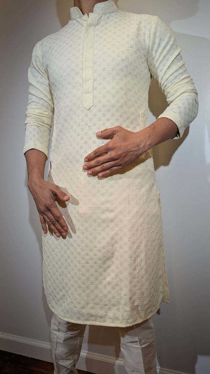 Cream Chikan Kurta